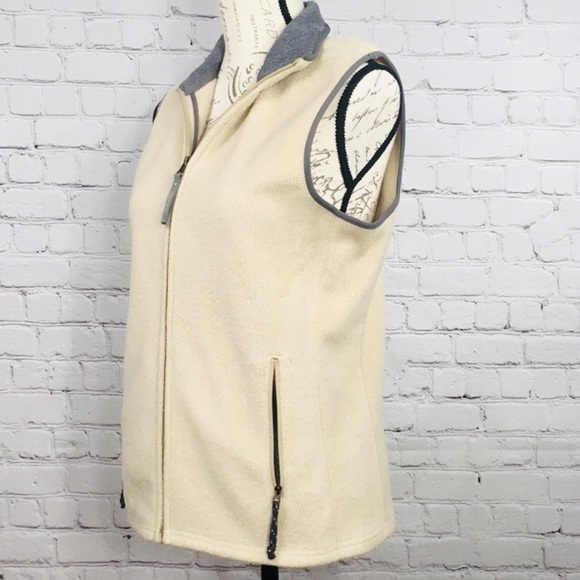 Women’s Old Navy Tan Gray Grey Fleece Vest Medium - Picture 2 of 5